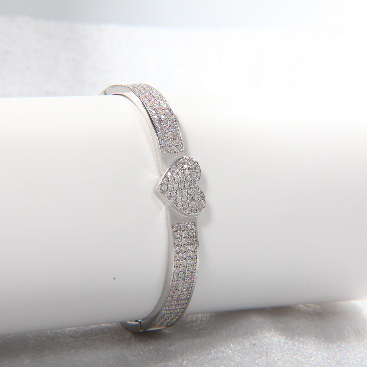 Vintage Crystal Heart Bangle