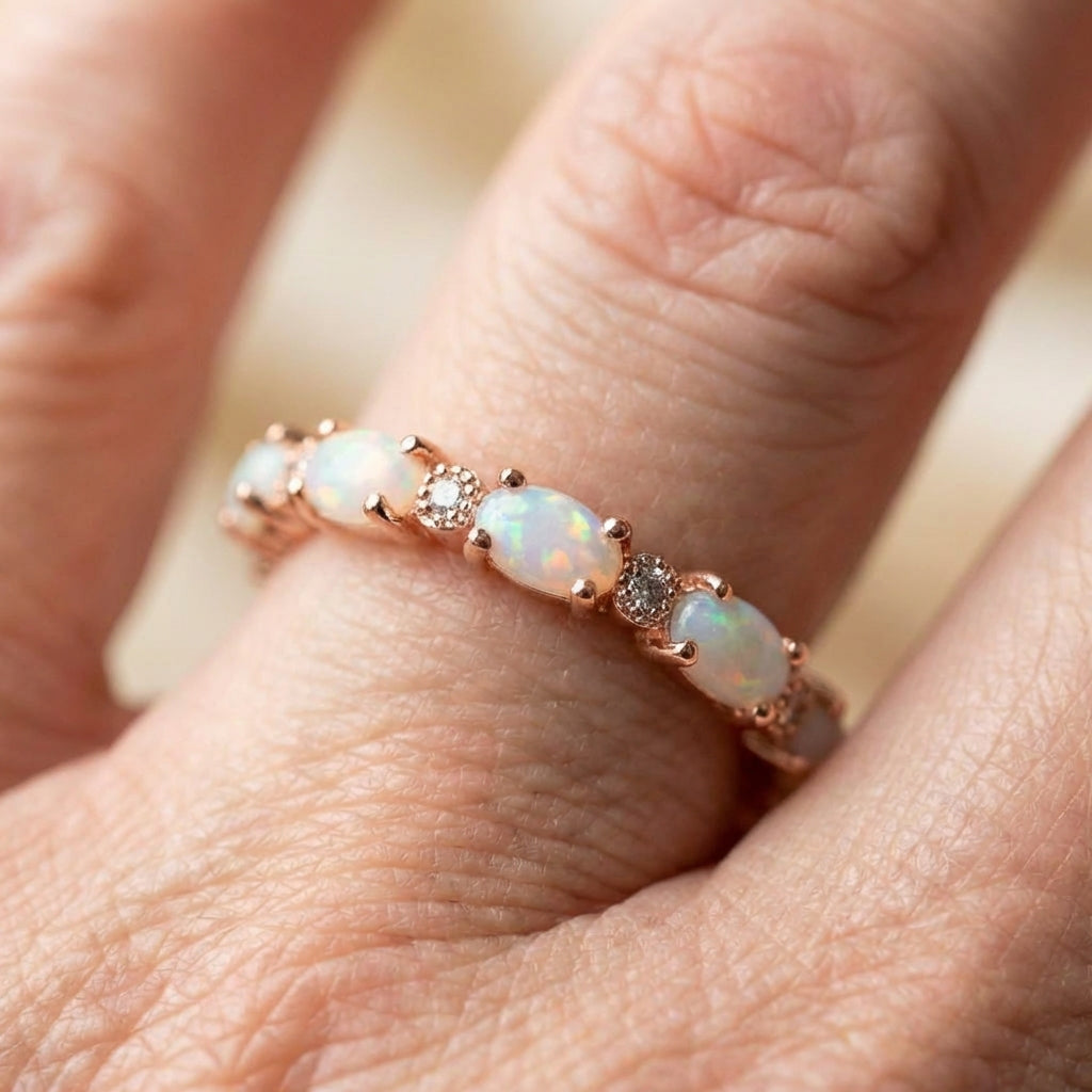 Vintage Opal & Crystal Rose Gold Ring