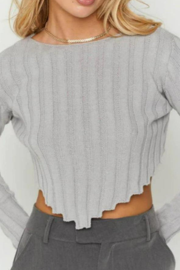 Ribbed Cropped Knit Sweater