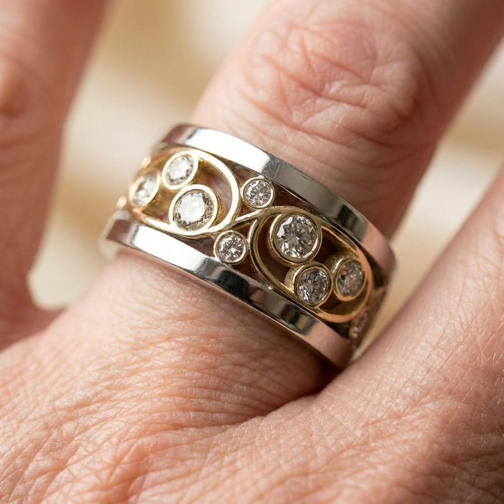 Vintage Gold & Silver Ivy Zirconia Ring