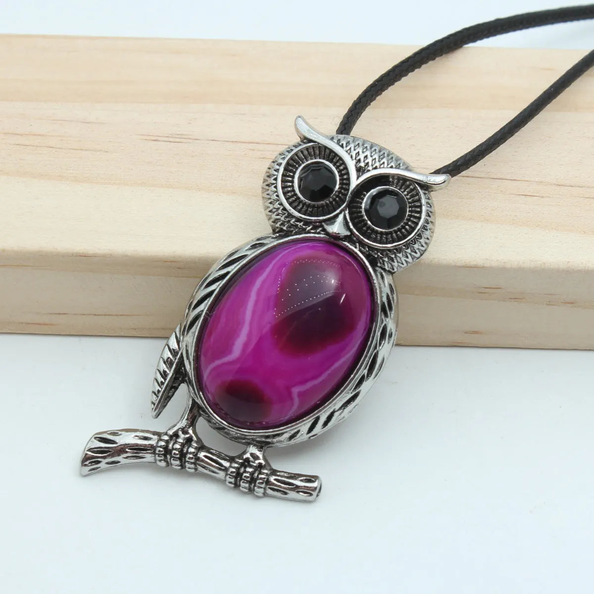 Vintage Amethyst Owl Necklace