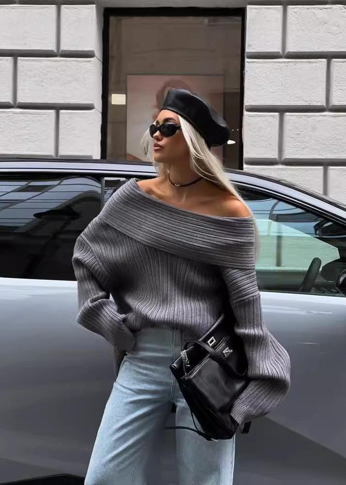 Oversized Off-shoulder Knit Sweater