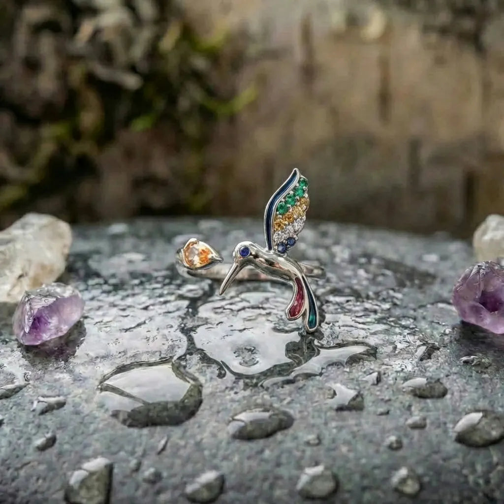 Elegant Hummingbird Ring