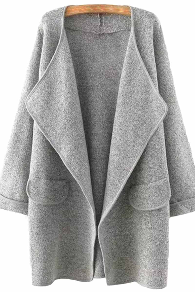 Color Loose Coat With Pockets