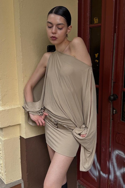 Wasteland One Shoulder Ruched Bodycon Mini Dress