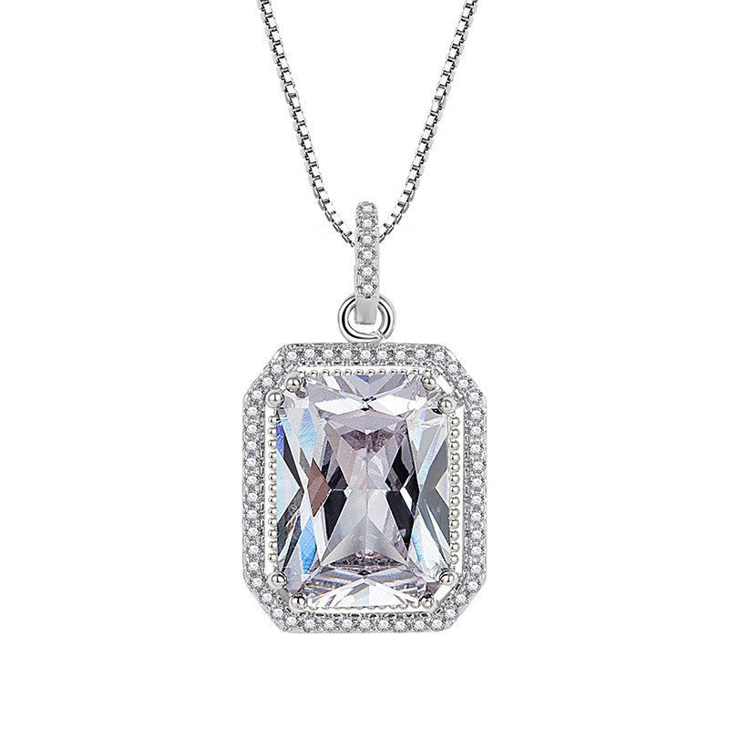Elegant Silver Emerald Cut Pendant