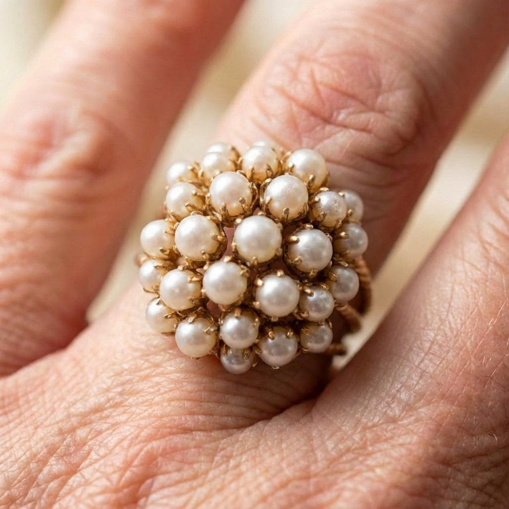 An Inlaid Pearls Ring