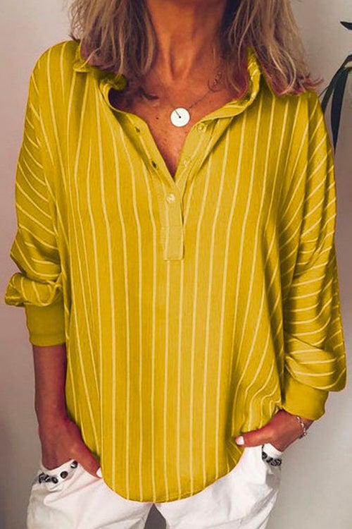 Joe V Neck Stripes Blouse Shirt