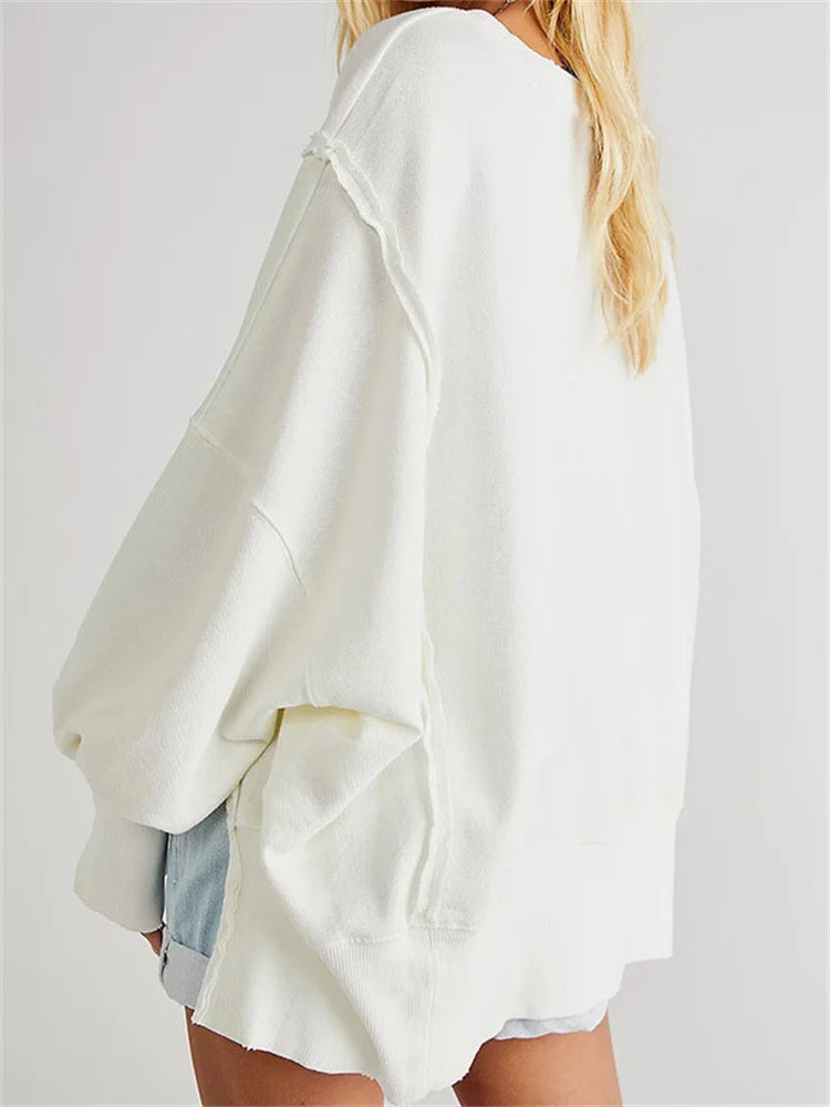 Patchwork Knit Loose Pullover Female Autumn High Waist Sweater Knitwear Pullover New