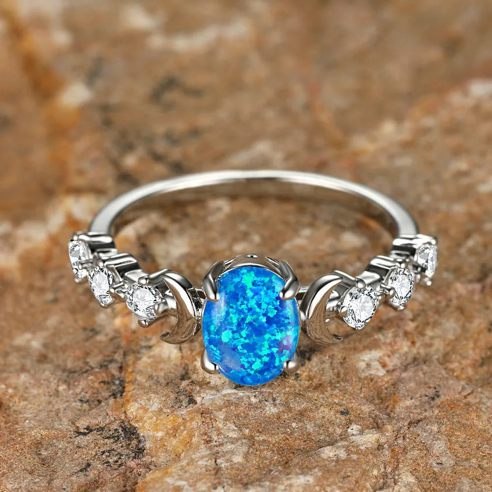 Elegant Blue Opal Ring