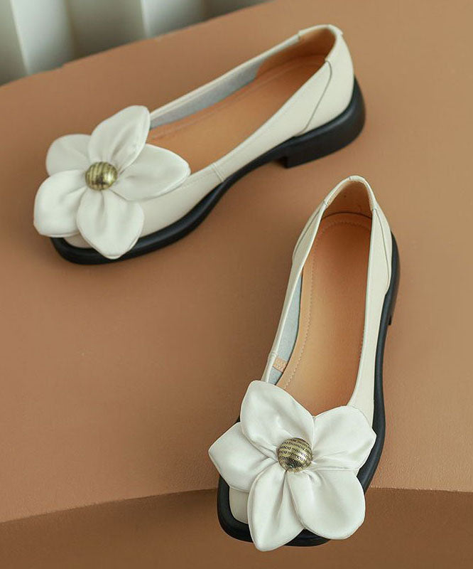 Splicing Flat Shoes White Faux Leather