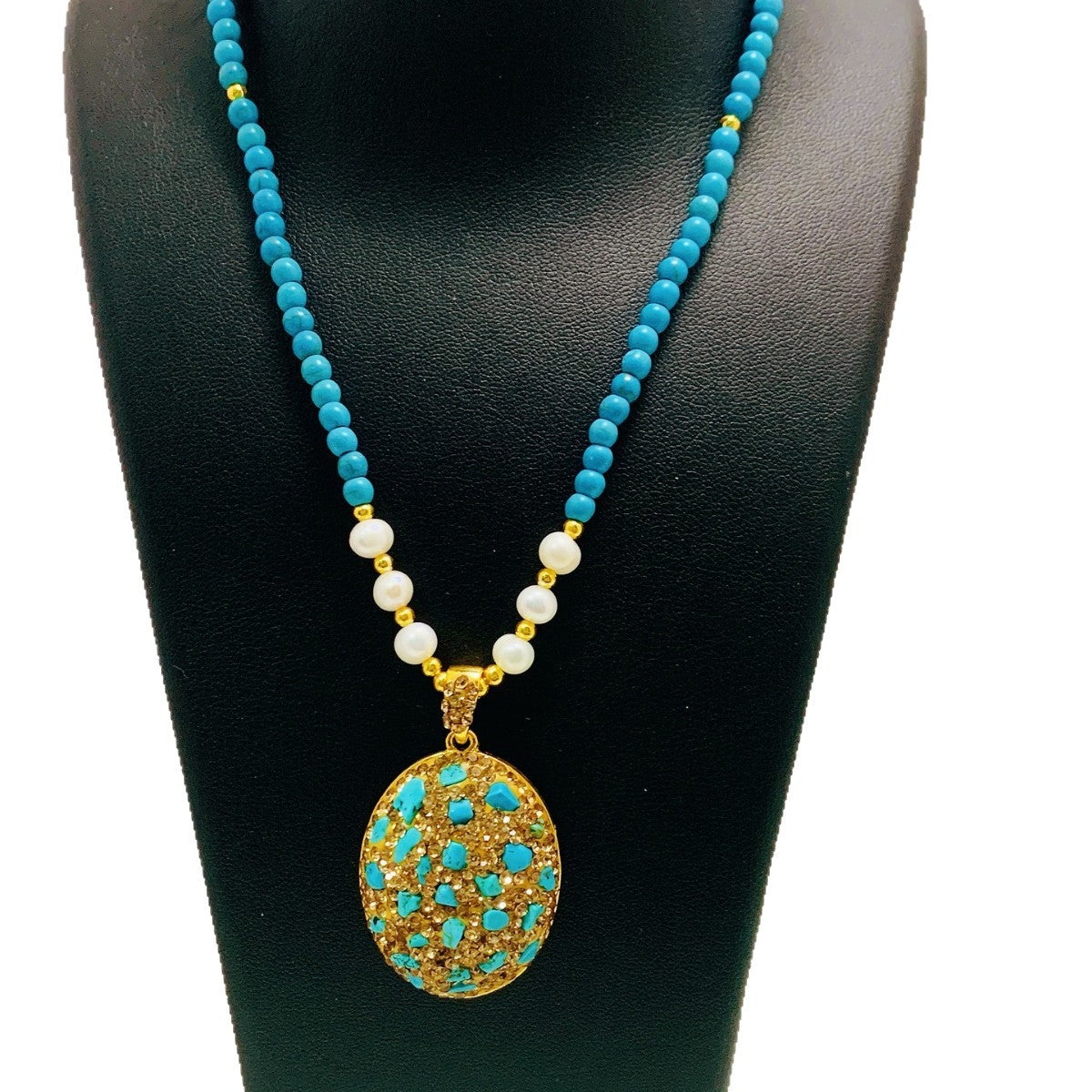 Turquoise Pearl Pendant Necklace