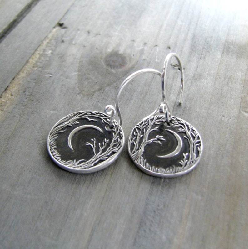 Vintage Moon Tree Earrings