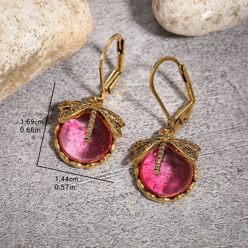 Vintage Dragonfly Tourmaline Earrings