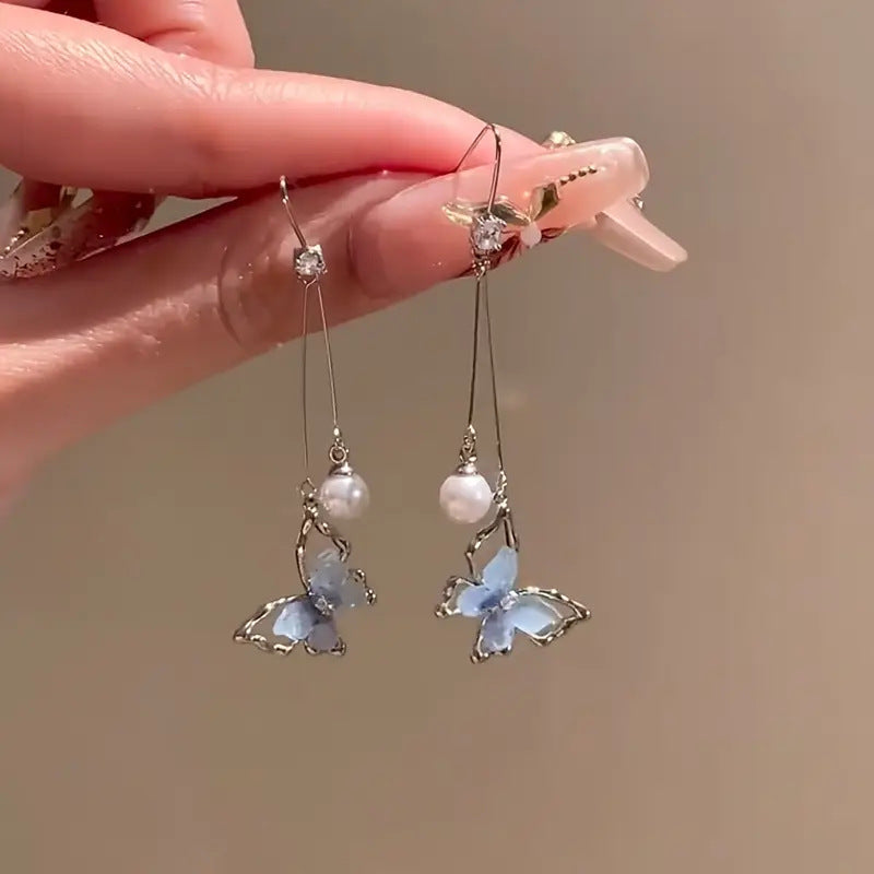 Elegant Pearl Butterfly Earrings
