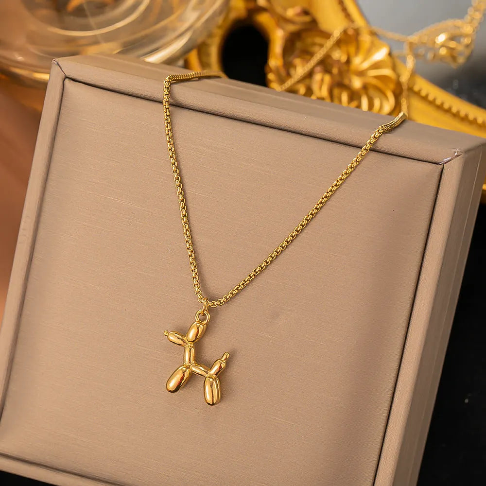 Gold Balloon Dog Necklace