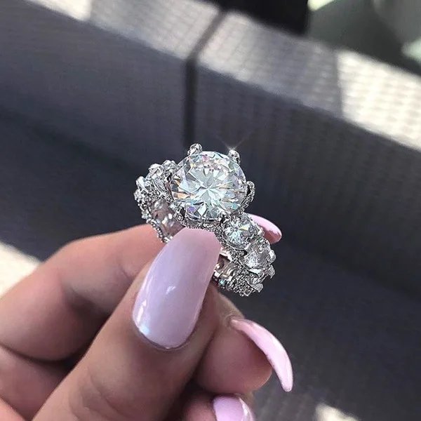 Elegant Crystal Engagement Ring