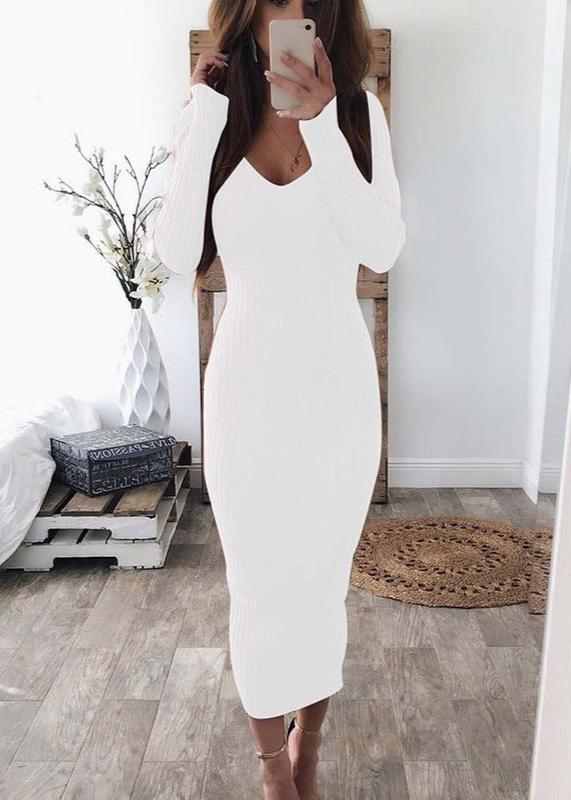 Robbie - Long-sleeve Ribbed Bodycon Dress