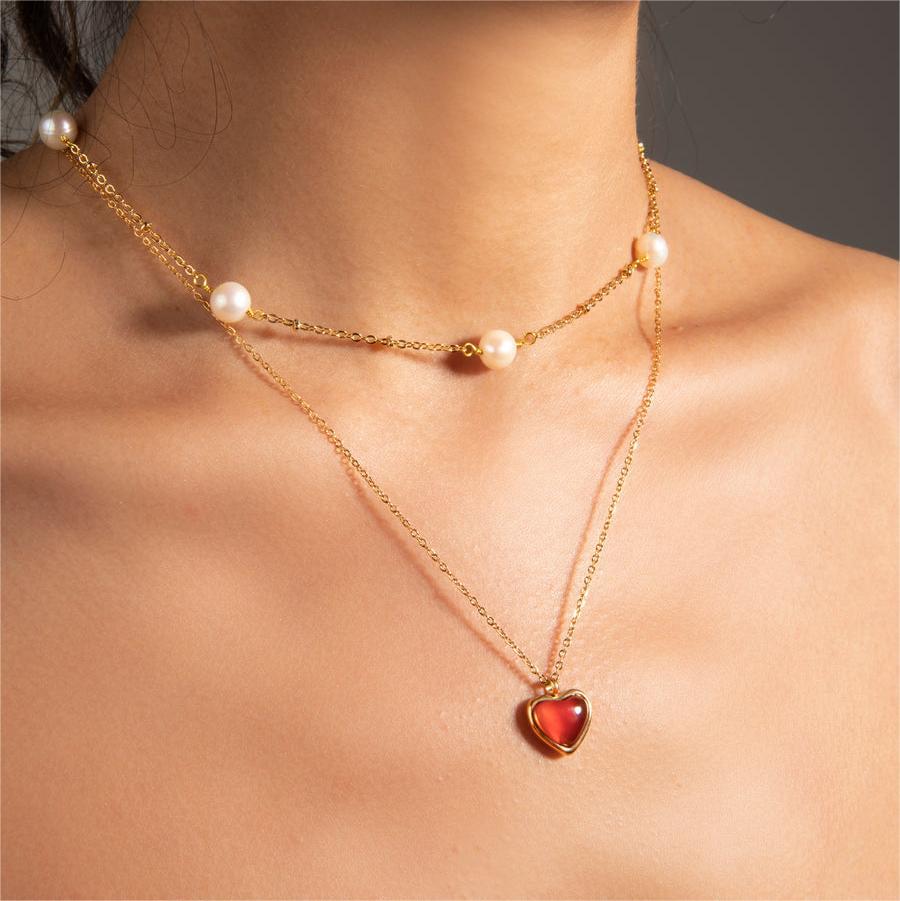 Romantic Pearl Heart Necklace