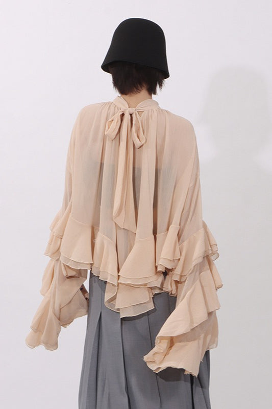 Ruffle Inserted Drop Shoulder Blouse