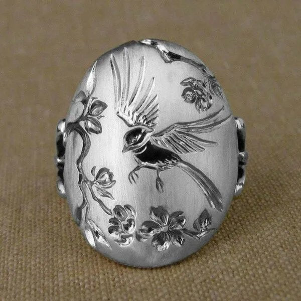 Vintage Swallow Flower Ring