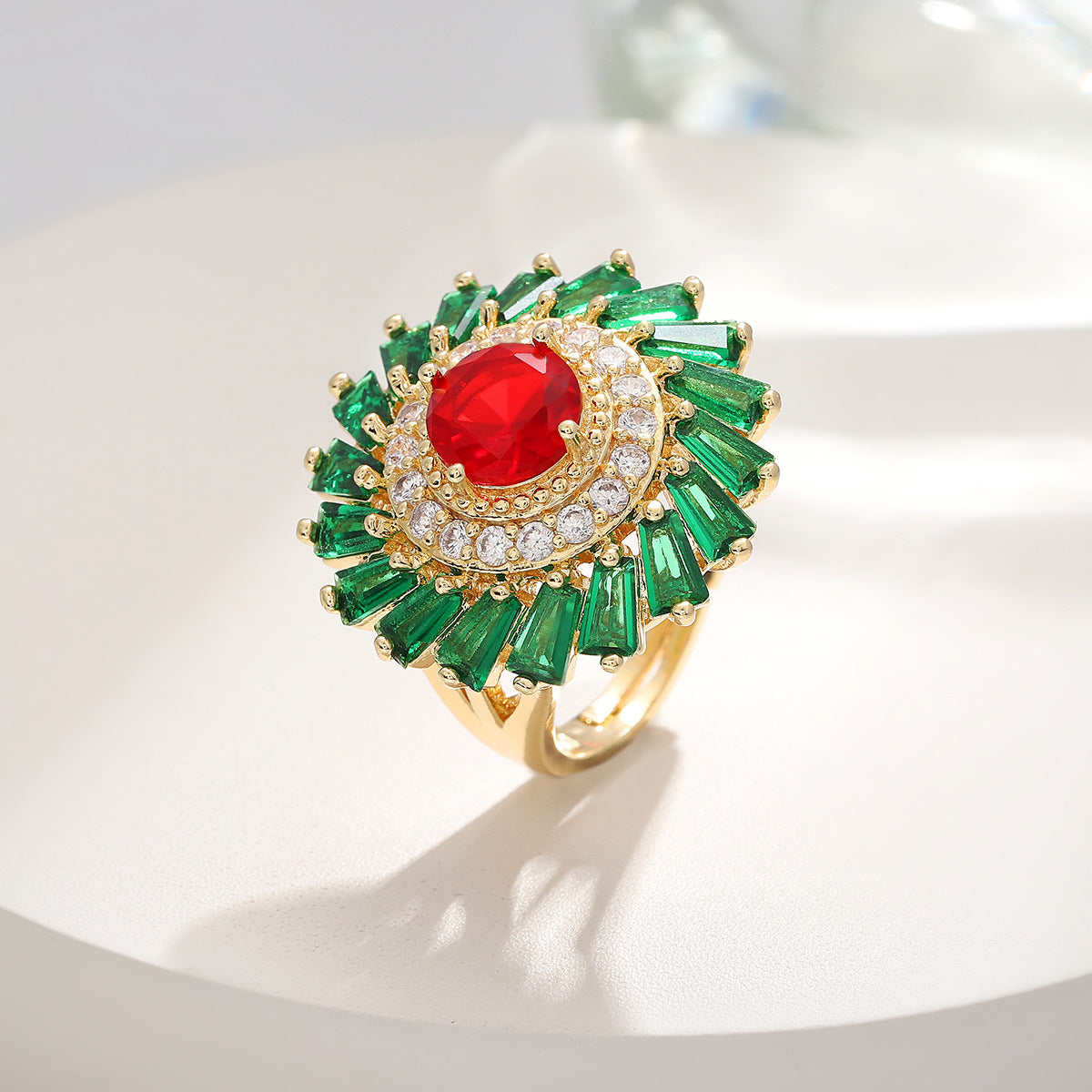 Statement Ruby Emerald Ring