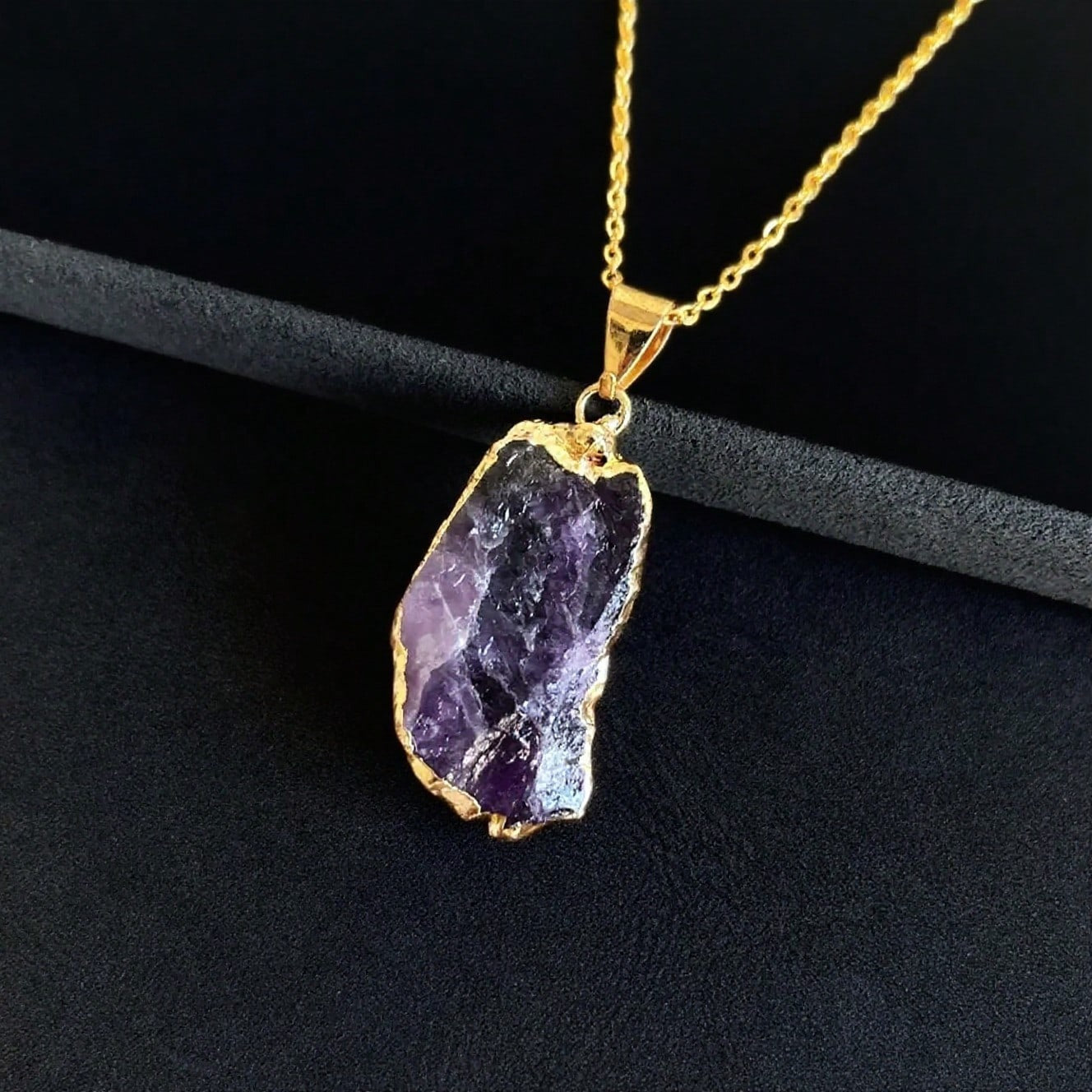 Raw Amethyst Gold Necklace