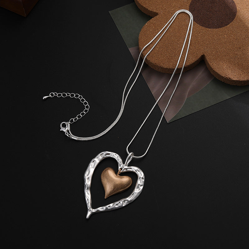 Romantic Two Tone Heart Necklace