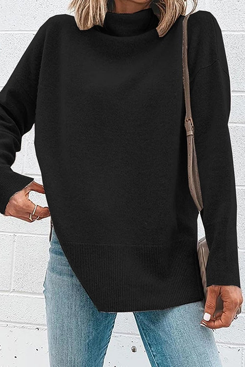 Moxidress Turtleneck Drop Shoulder Long Sleeve Sweater Top