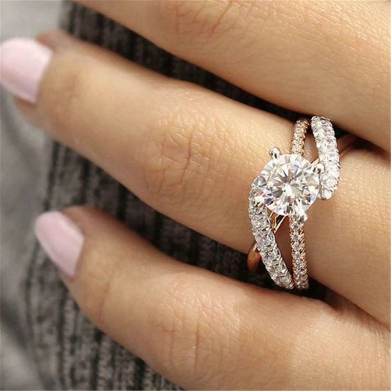 Elegant Crystal Engagement Ring