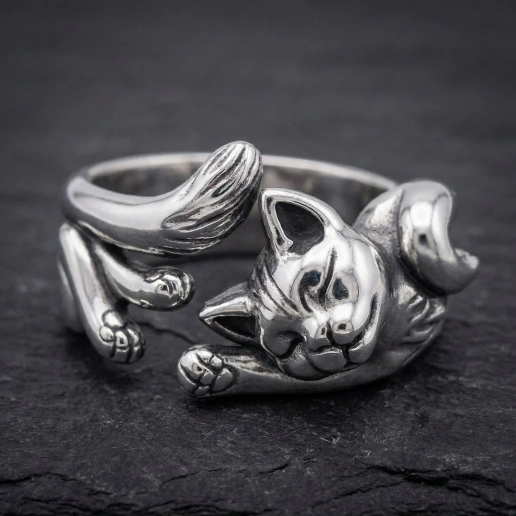 Vintage Silver Cat Ring