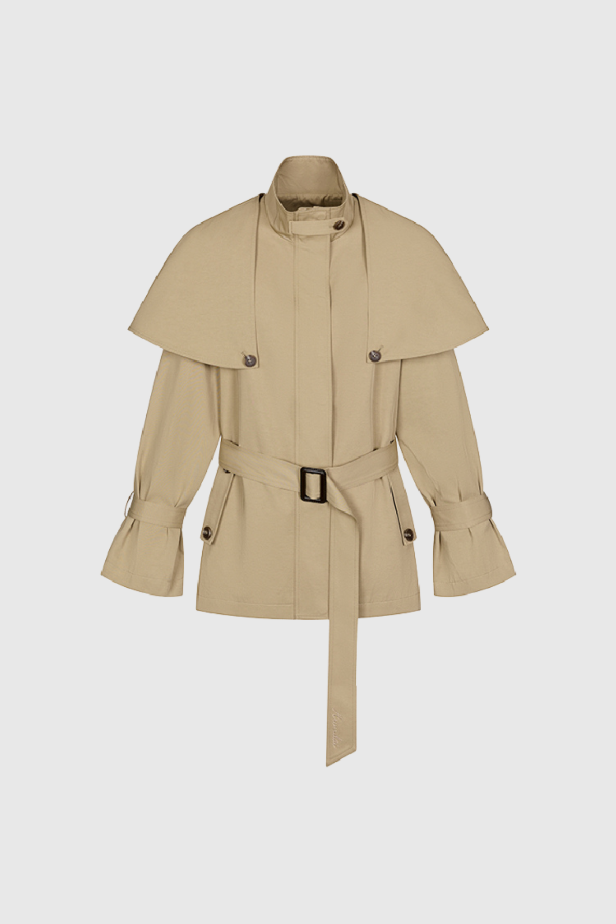 Davide Shawl Trench Coat in Khaki