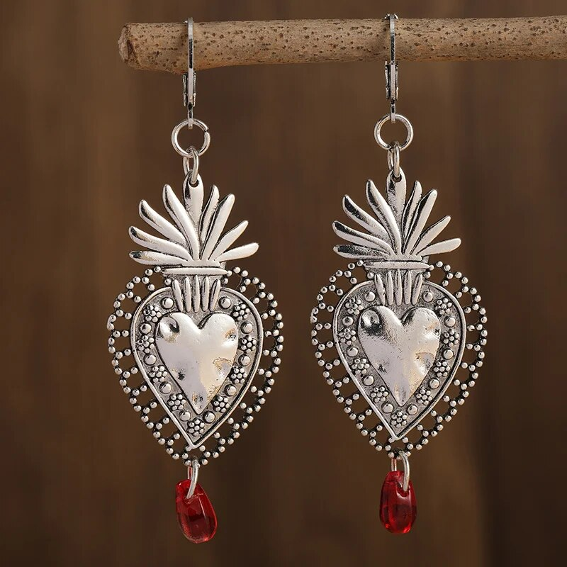 Red Zirconia Palm Tree Earrings