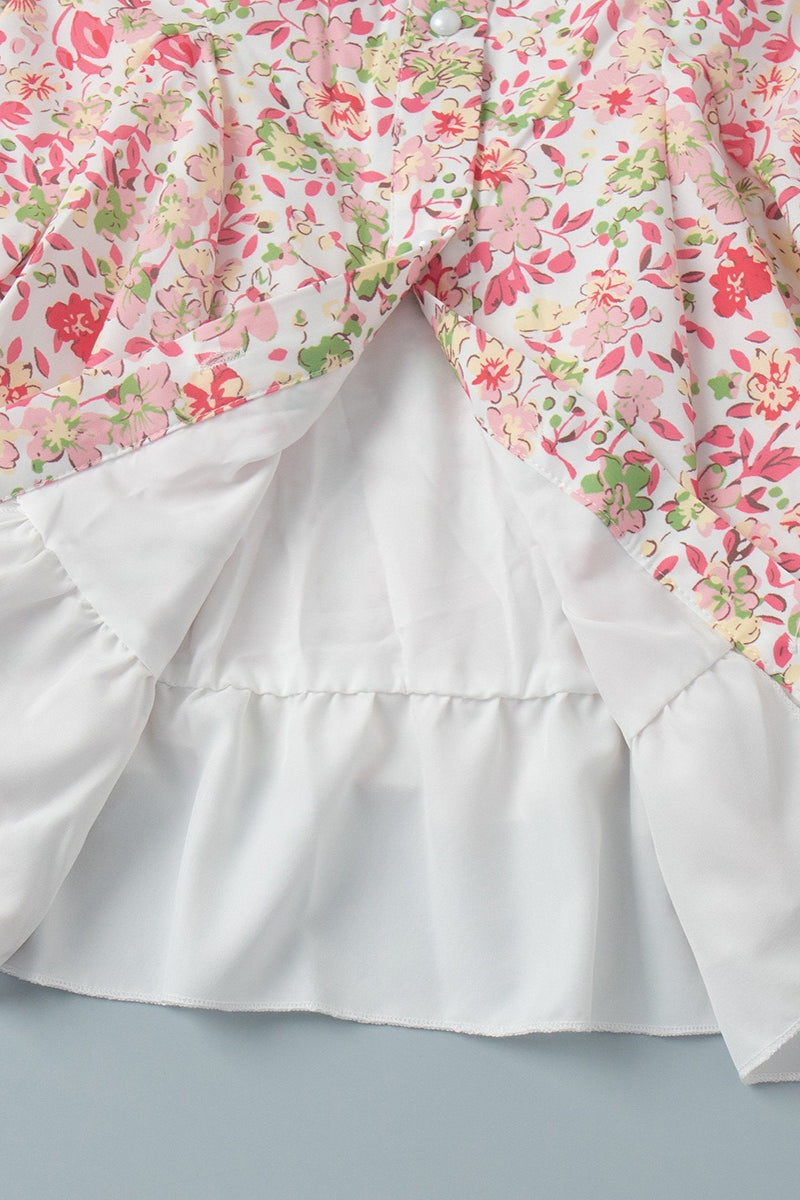 Peter Pan Collar Puff Sleeve Button Mini Dress
