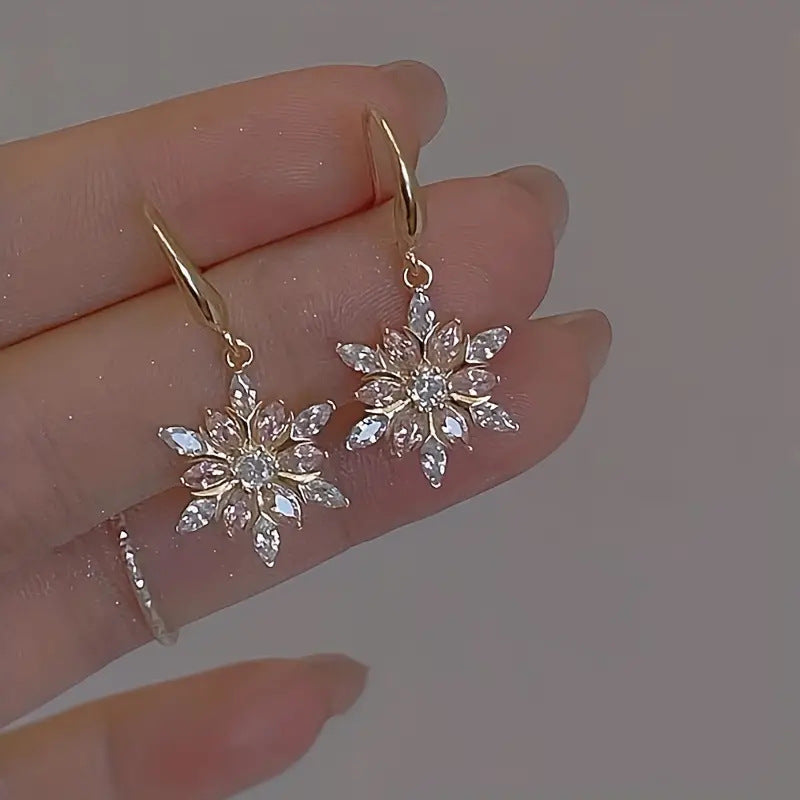 Elegant Crystal Snowflake Earrings