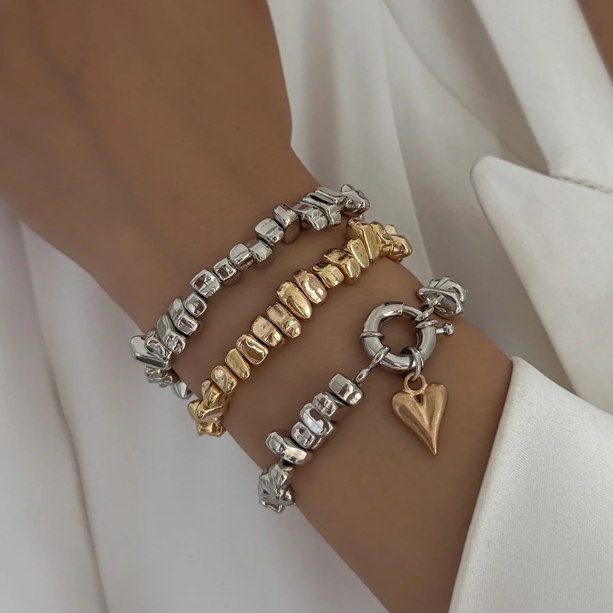 Vintage Beaded Heart Bracelet
