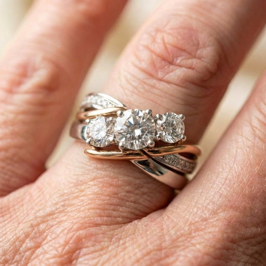 Vintage Gold & Silver Zirconia Ring