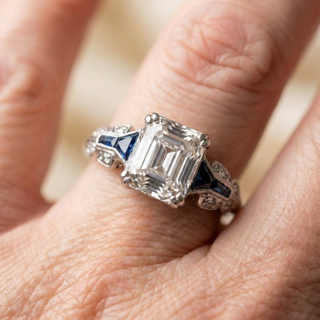 Brilliant Vintage Ring In Blue And Silver