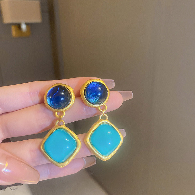 Elegant Blue Gemstone Earrings