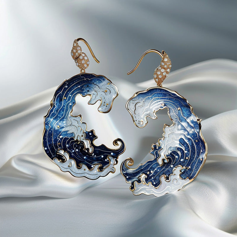 Vintage Blue Wave Earrings