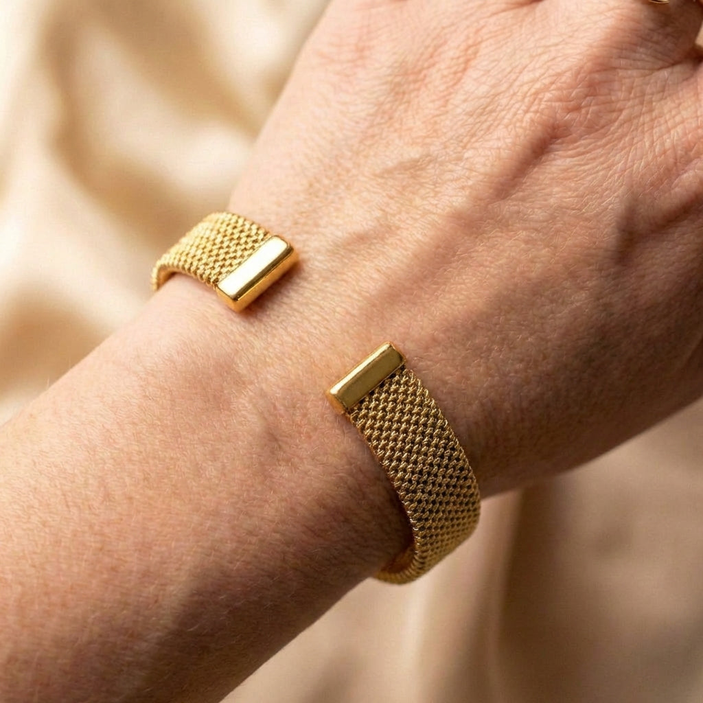 Vintage Braided Mesh Open Classic Bracelet