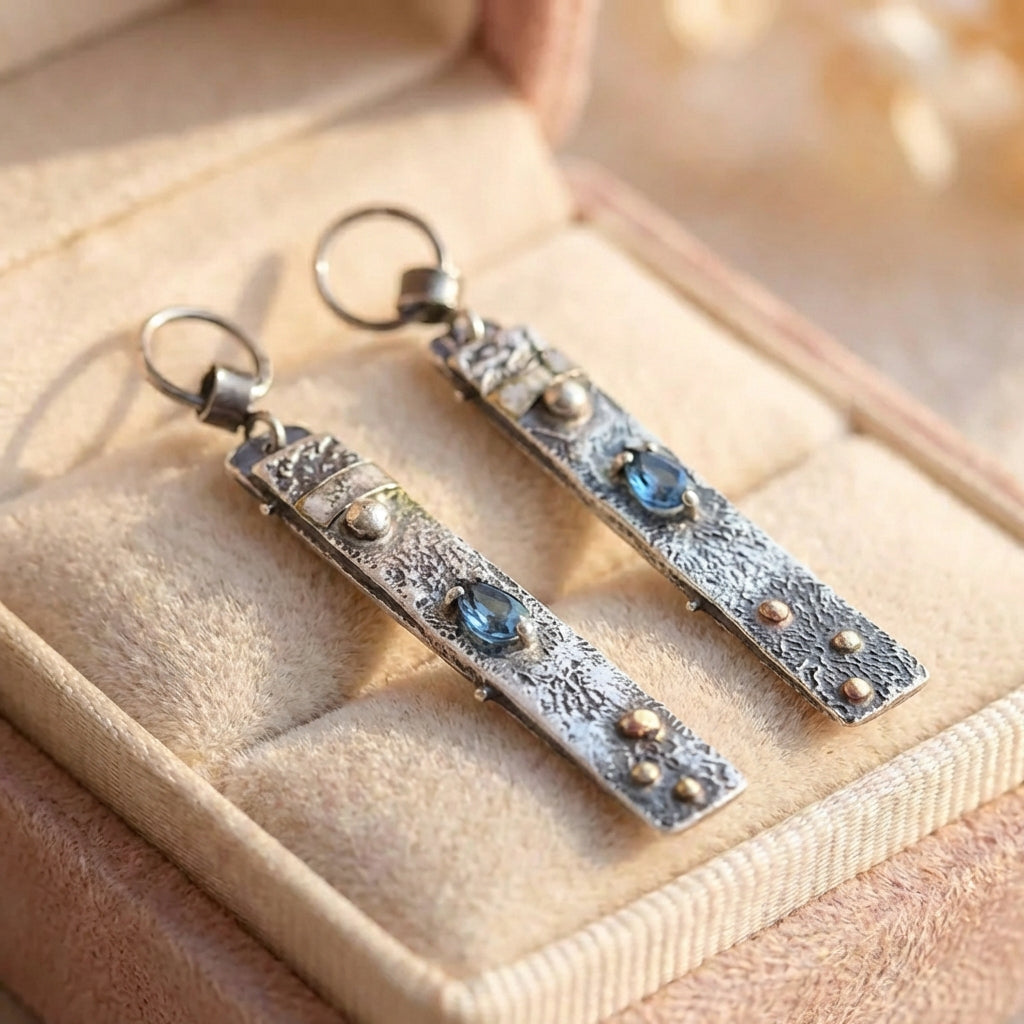 Blue Stone Handmade Earrings