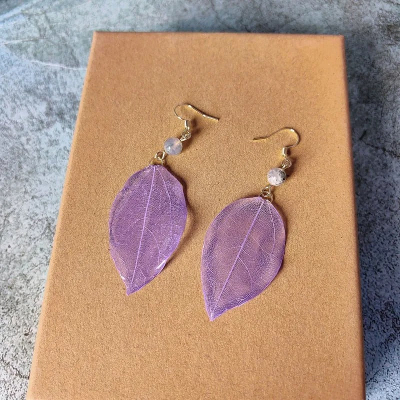 Elegant Purple Leaf Earrings