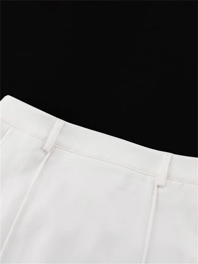 White High Waist Patchwork Long Skirt for Loose Pocket Summer Female Maxi Skirt