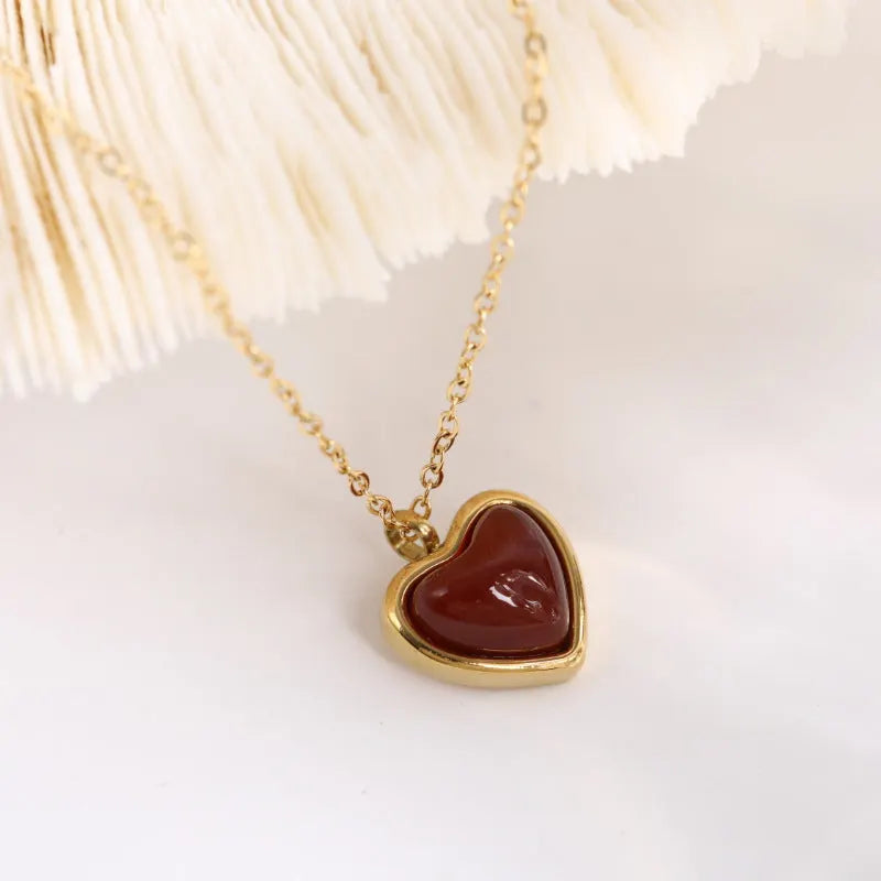 Romantic Garnet Heart Necklace