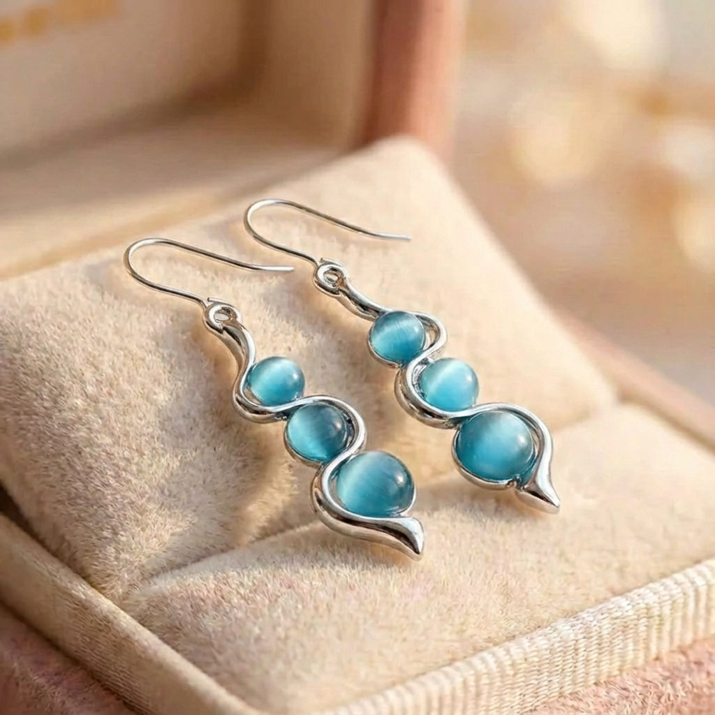 Classic Natural Stones Dangle Silver Earrings