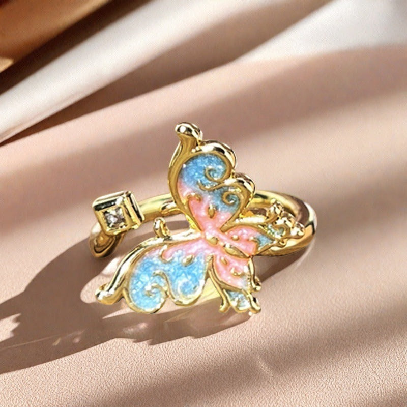 Vintage Enamel Butterfly Ring