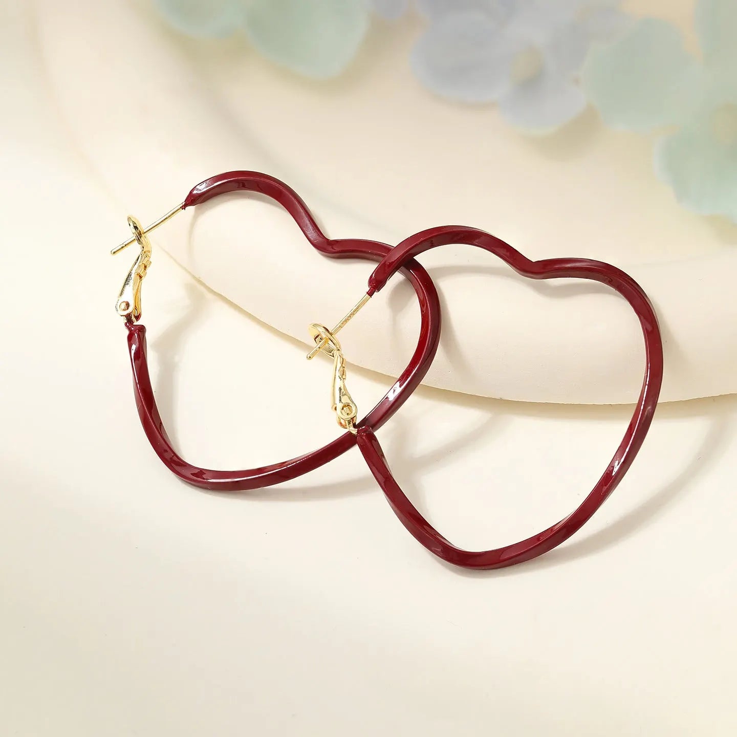 Burgundy Heart Earrings