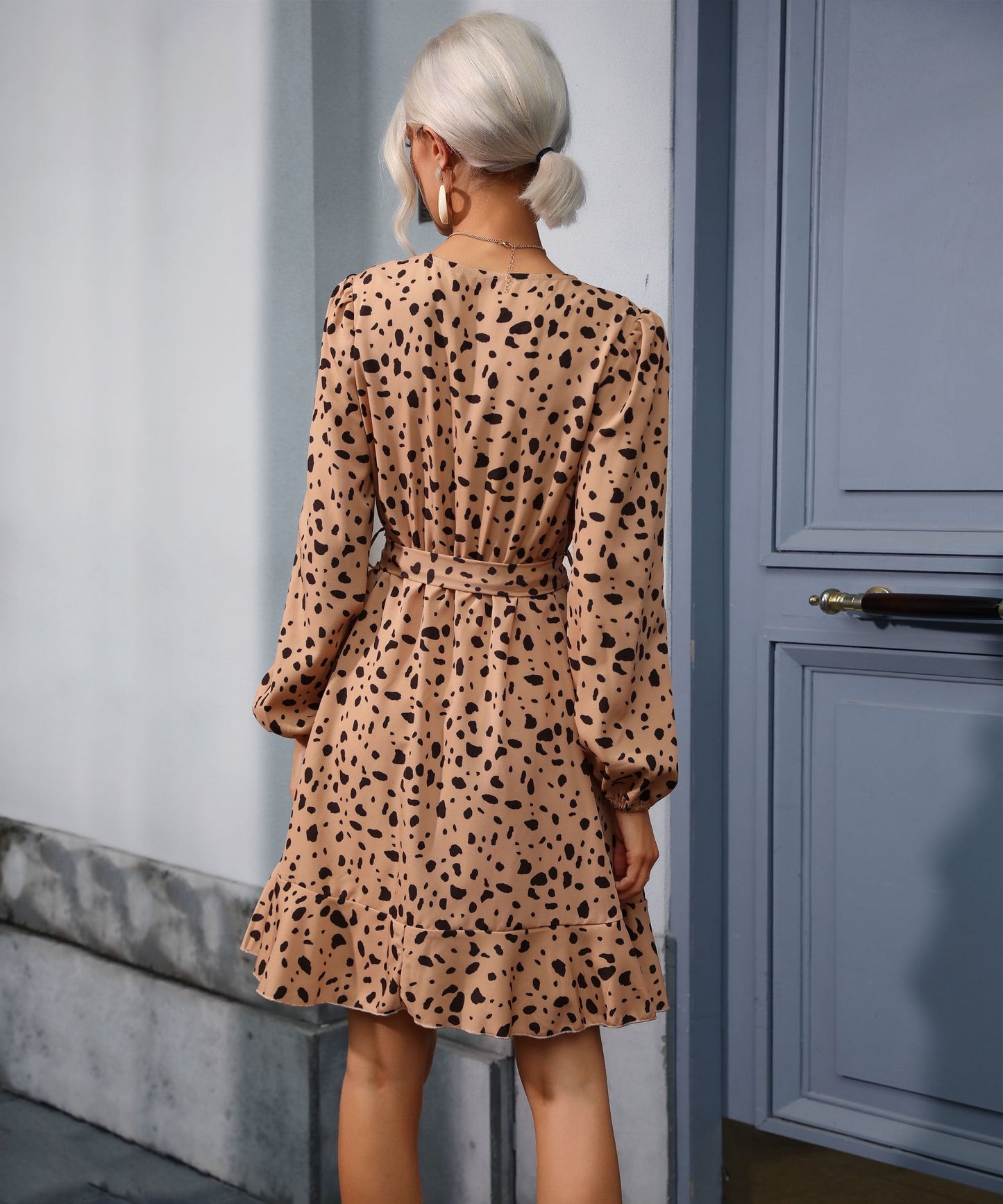 Labyrinth Mini Dress - Beige Print
