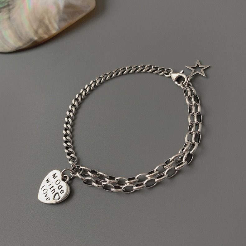 Statement Silver Charm Bracelet